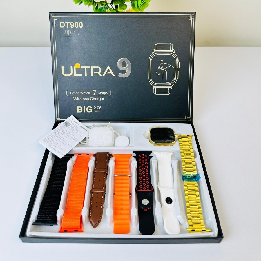 DT900 Ultra Smart Watch Gold color with 7 strap