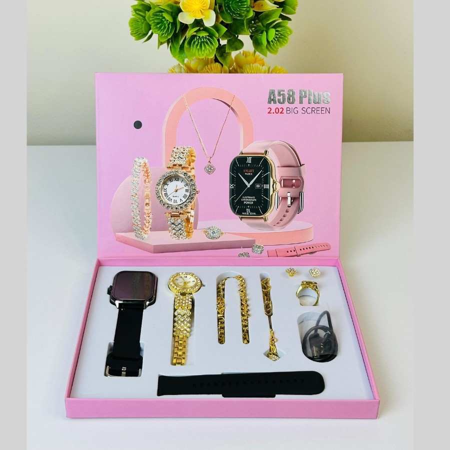 A58 Smart Watch & Jewellery Combo Set for Women
