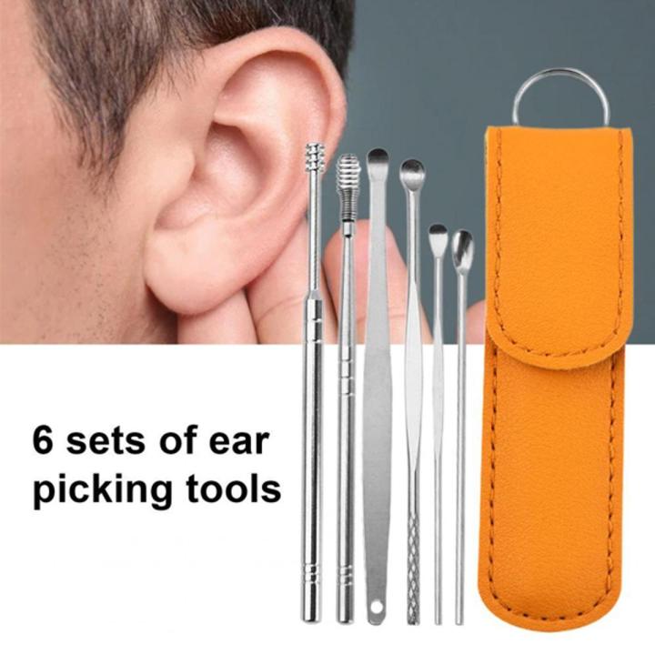 6 Pcs Ear Cleaner Spoon, Curette & Spiral Ear Cleaning Tools