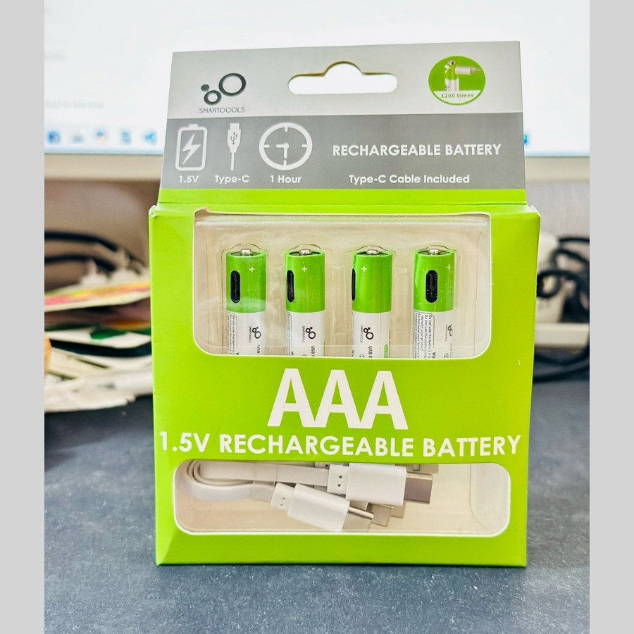 1.5V Rechargeable Pencil Battery 4 Pcs with Type-C Charging Cable