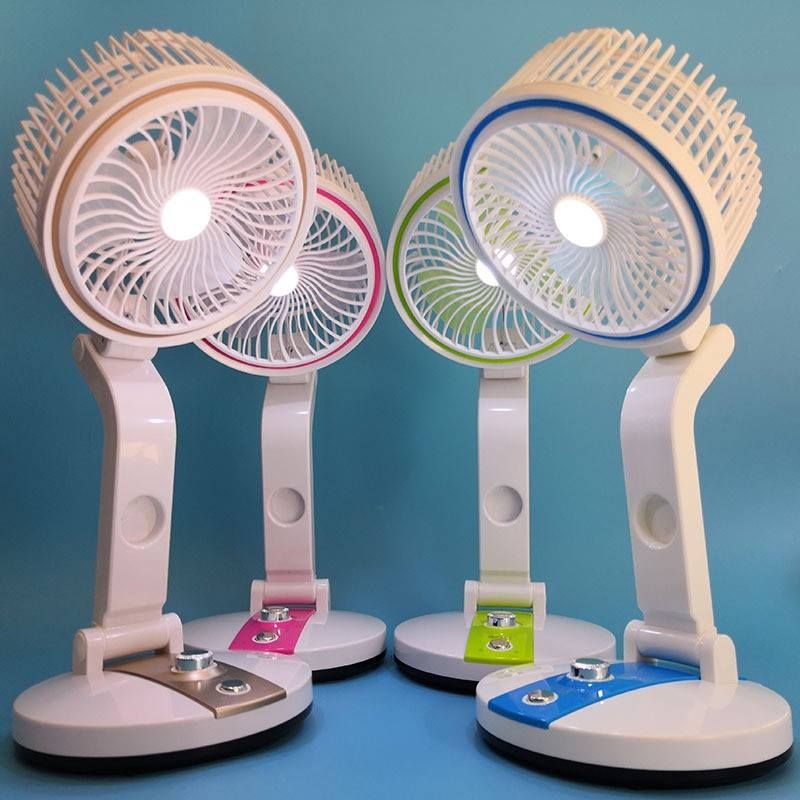 (LEVELEX) LR 2018 Rechargeable Folding Table Fan with Light Multifunctional Cute fan