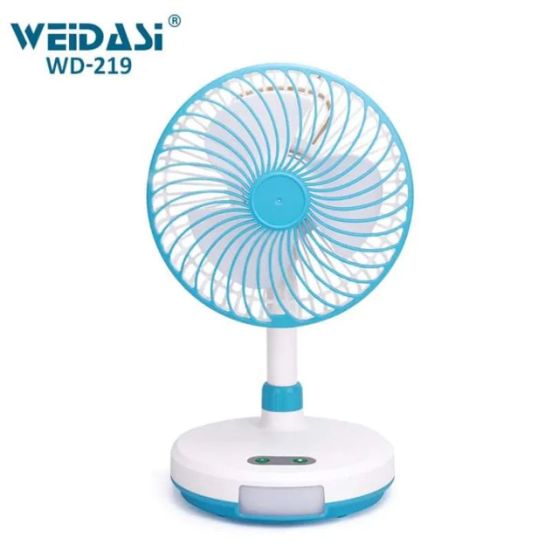 WEIDASI WD-219 Rechargeable 2400mAh Battery Strong Wind Portable Desk Fan With LED Light
