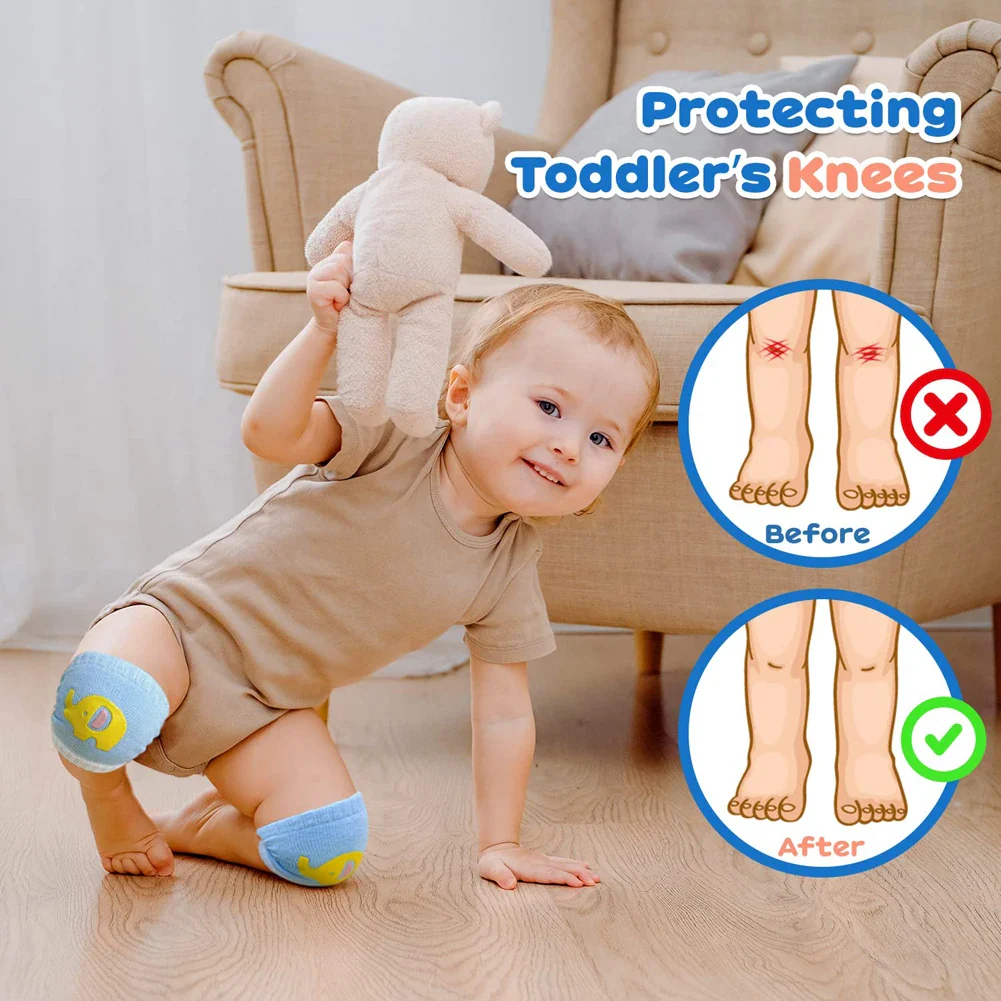 2Pcs Cotton Elbow and Knee Pad Protector for Baby - Multicolor