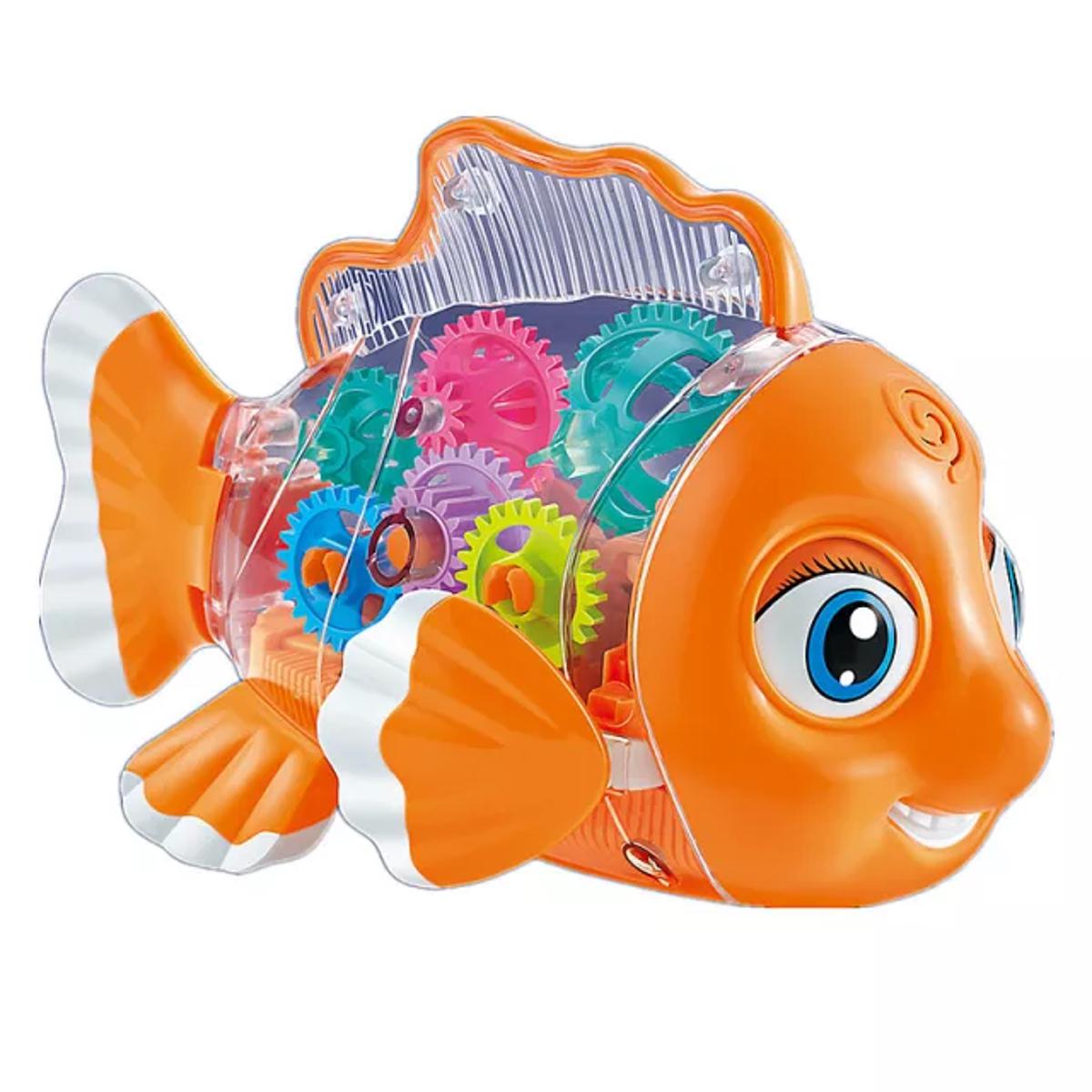Transparent Concept Fish Toy Electric Mechanical Gear Fish with Colorful Light and Charming Music, Moving Gears, Great Birthday Gift Little Kids for Boys Girls - Multicolor